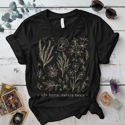 Life Hurt Nature Heals T-Shirt Mockup Black
