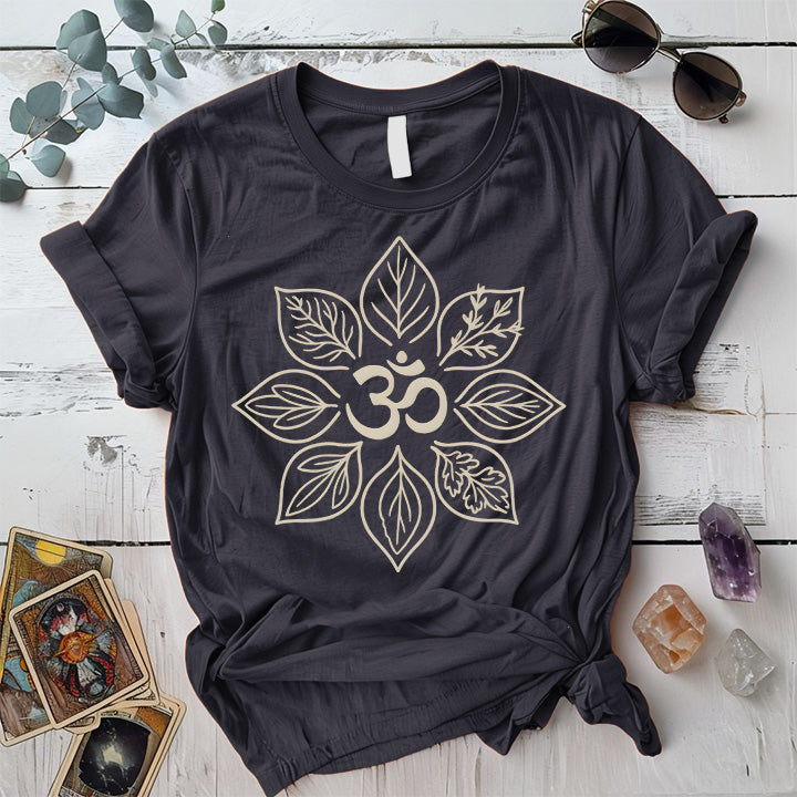 Lotus Herb Mandala T-Shirt Mockup Dark Heather Grey