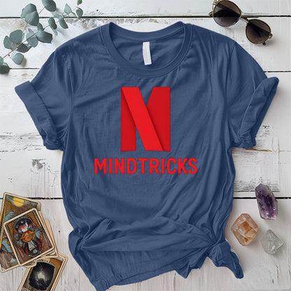 Mind Tricks T-Shirt Mockup Indigo Blue