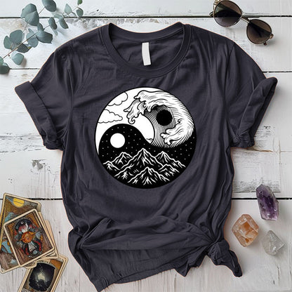 Mystic Tides and Peaks T-Shirt Mockup Dark Heather Grey