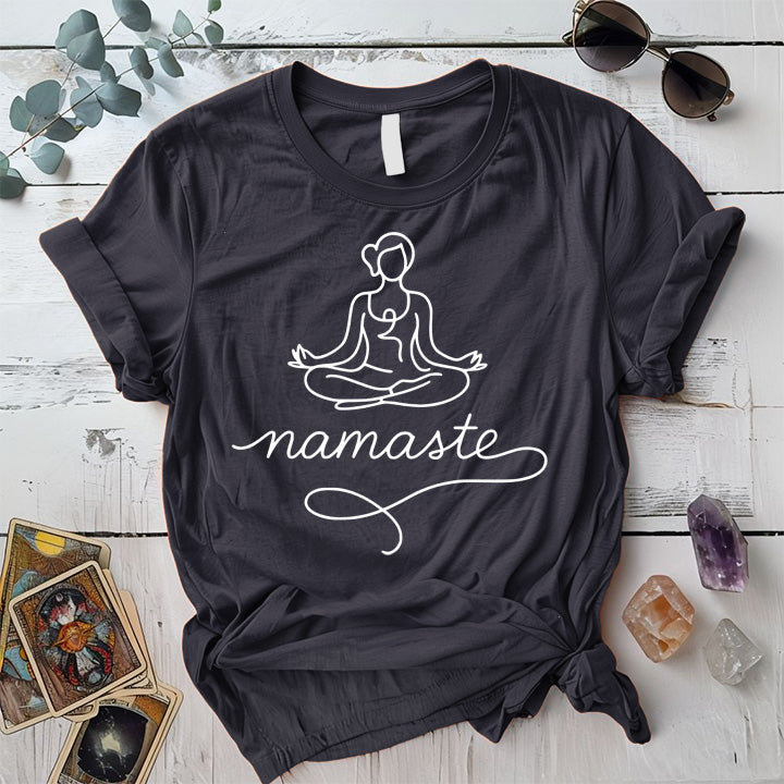 Namaste Meditation T-Shirt Mockup Dark Heather Grey