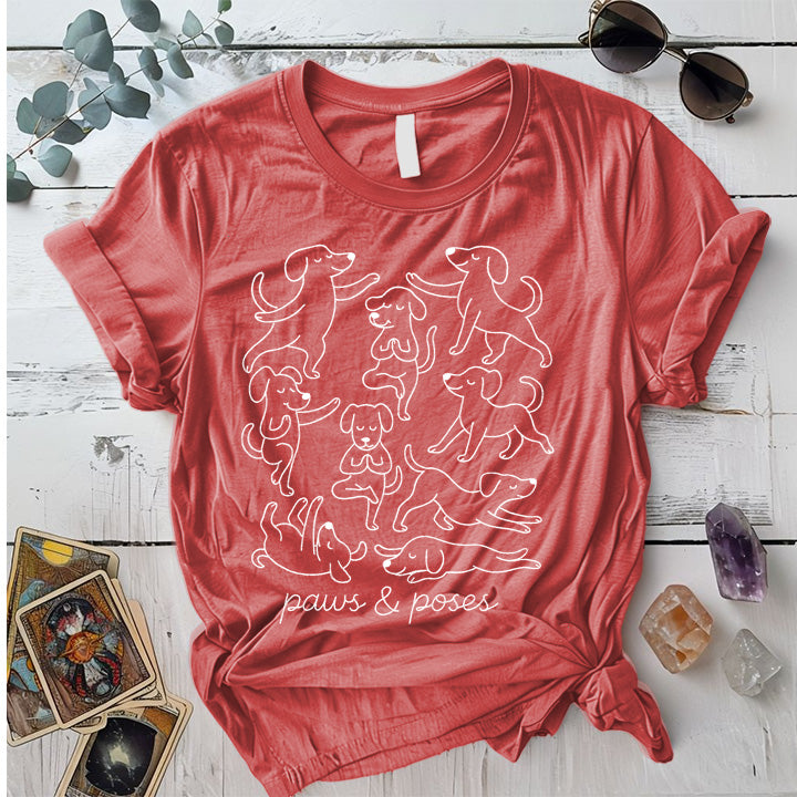 Paws and Poses T-Shirt Mockup coral-silk