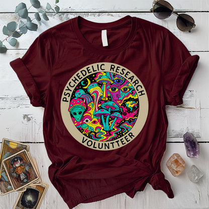 Psychedelic Research Volunteer T-Shirt Mockup Maroon