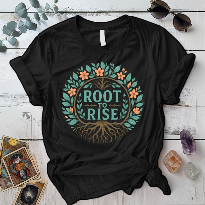 Root to Rise T-Shirt Mockup black