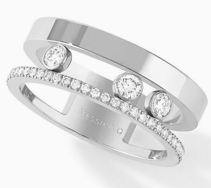 MOVE ROMANE PINK GOLD AND SILVER DIAMOND RING