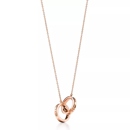 NECKLACE FEMALE DOUBLE RING DOUBLE CIRCLE COUPLE PENDANT