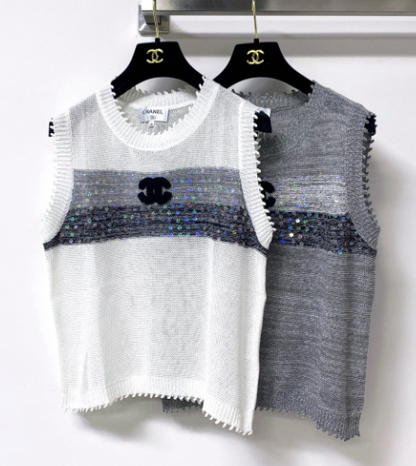Chanel 2026 Vest Shirt Grey White Tencel Wool 295272