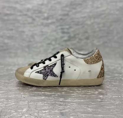 Golden Goose 2026 Senaker Ivory Beige Black Suede Leather