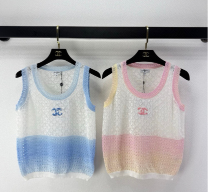 Chanel 2026 Gradient Color Hollowed-out Vest Tencel 395493
