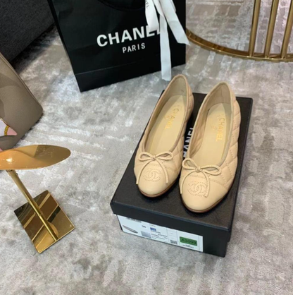 Chanel 2026 Ballet Flat Beige Quilted Lambskin