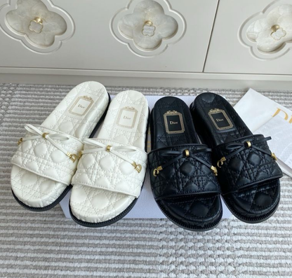 Dior 2026 Cannage Slide Black and White Sheepskin 794262