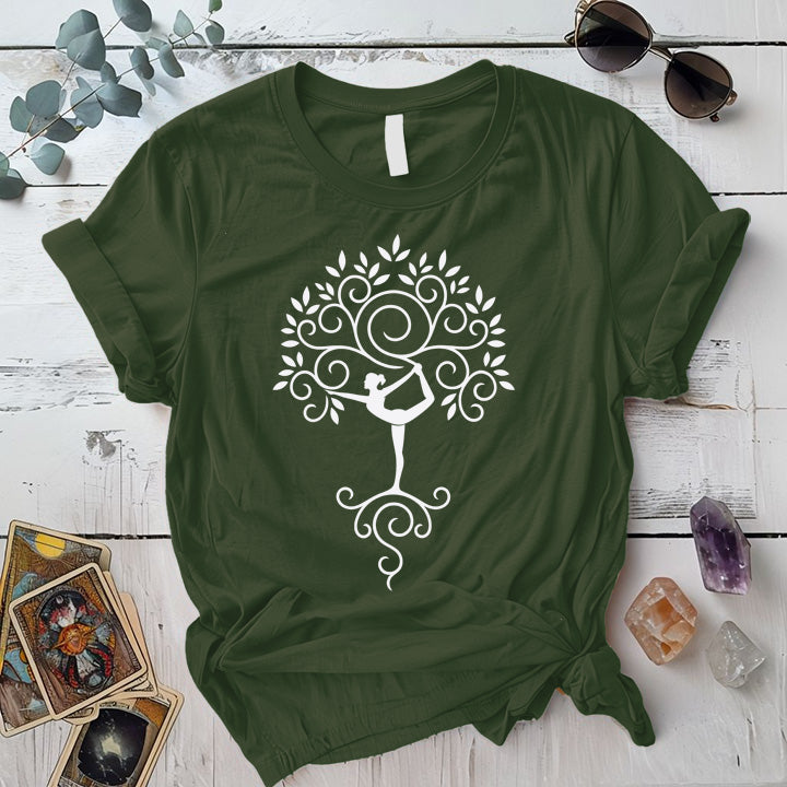Tree Dancer Pose T-Shirt Mockup Military Green