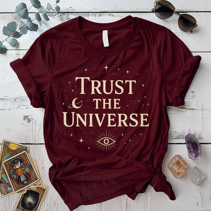 Trust The Universe T-Shirt Mockup Maroon