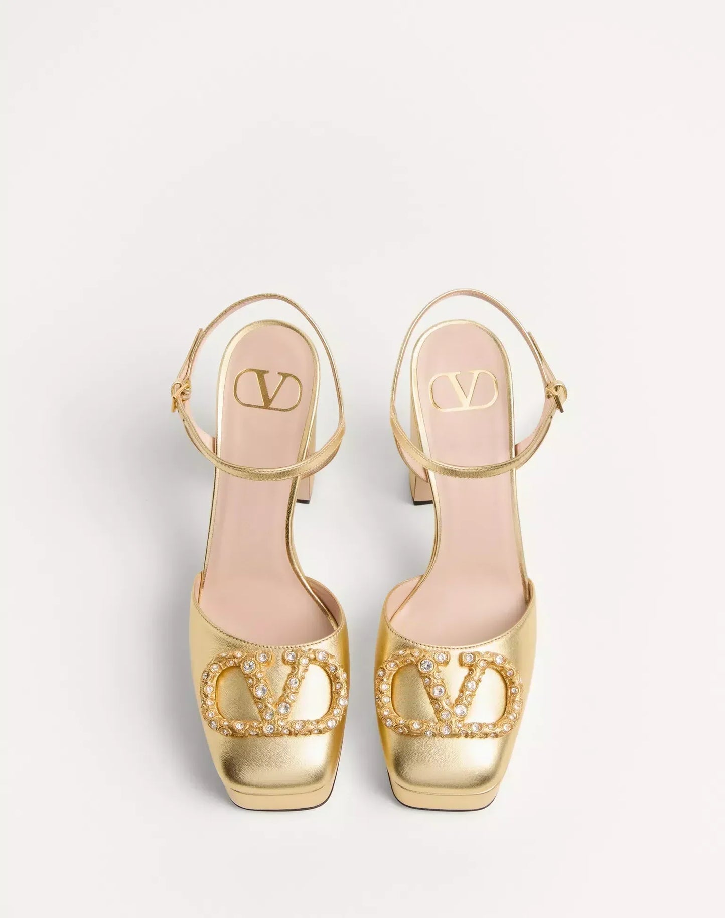 VLOGO SIGNATURE PLATFORM PUMP 115MM GOLD LAMINATED NAPPA