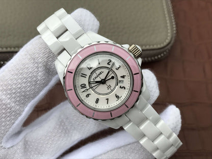 J12 PINK BEZEL ARABIC NUMERALS 33MM