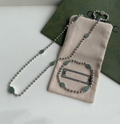 INTERLOCKING G BOULE CHAIN NECKLACE SILVER