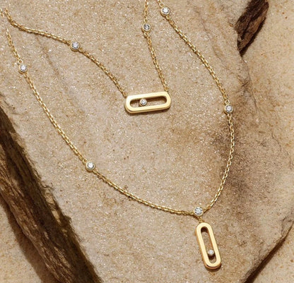 MOVE UNO 2 RANGS PAVED NECKLACE