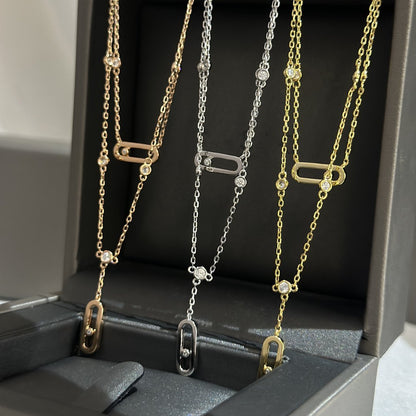 MOVE UNO 2 RANGS PAVED NECKLACE