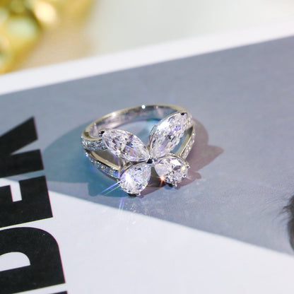 BUTTERFLY CLASSIC SILVER DIAMOND RING