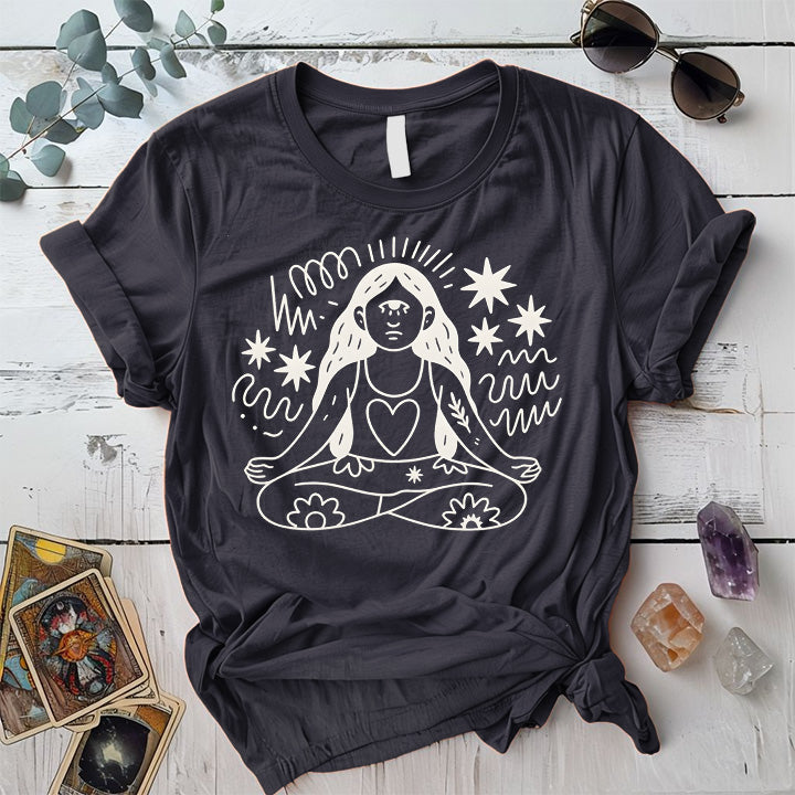 Yoga Meditation Silhouette Light T-Shirt Mockup dark-heather-grey
