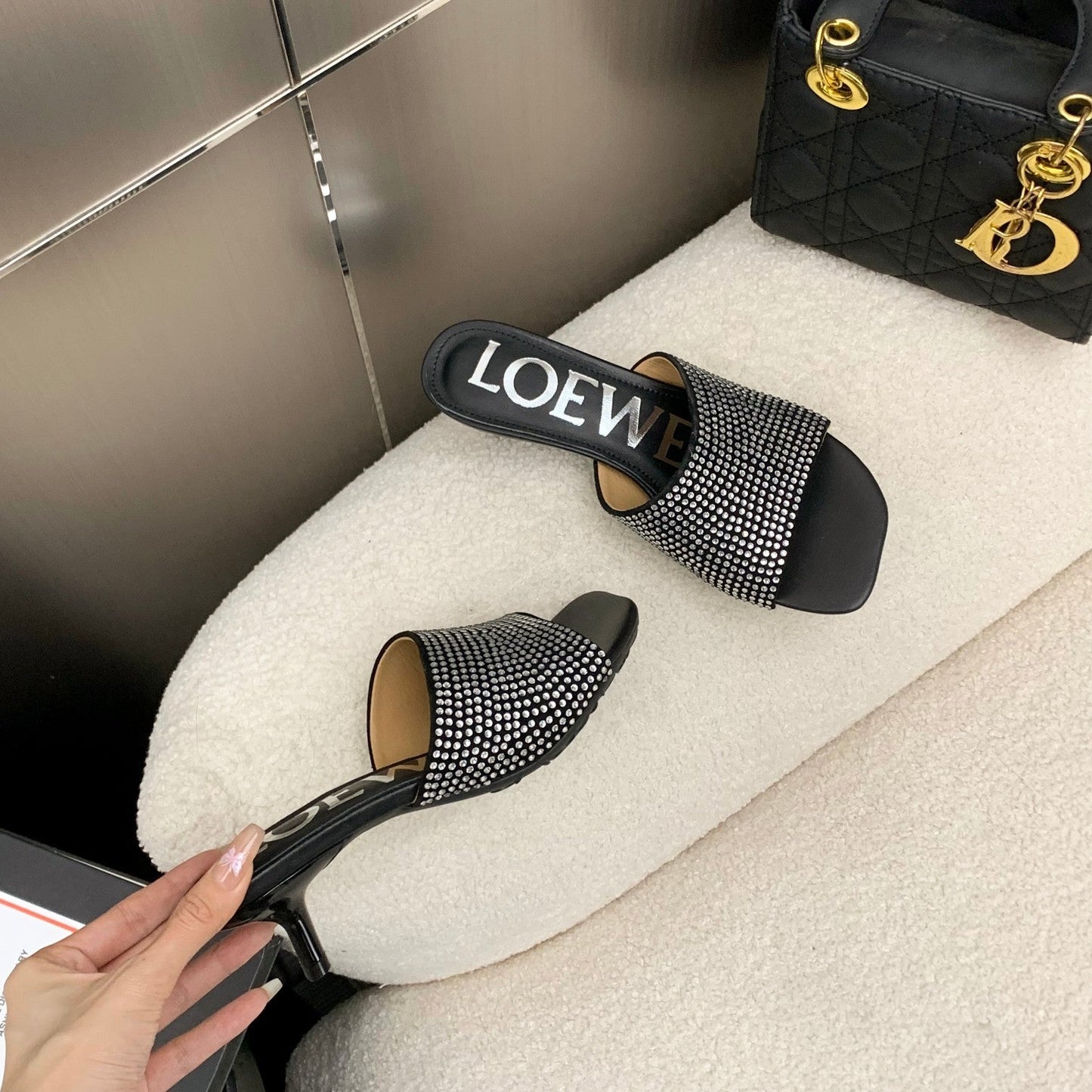 Loewe Petal Mule Multicolor Sheep and Diamond 246563
