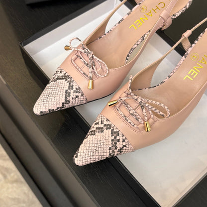 CC 2026 High Heeled Slingback 65 Sheepskin Snake Leather