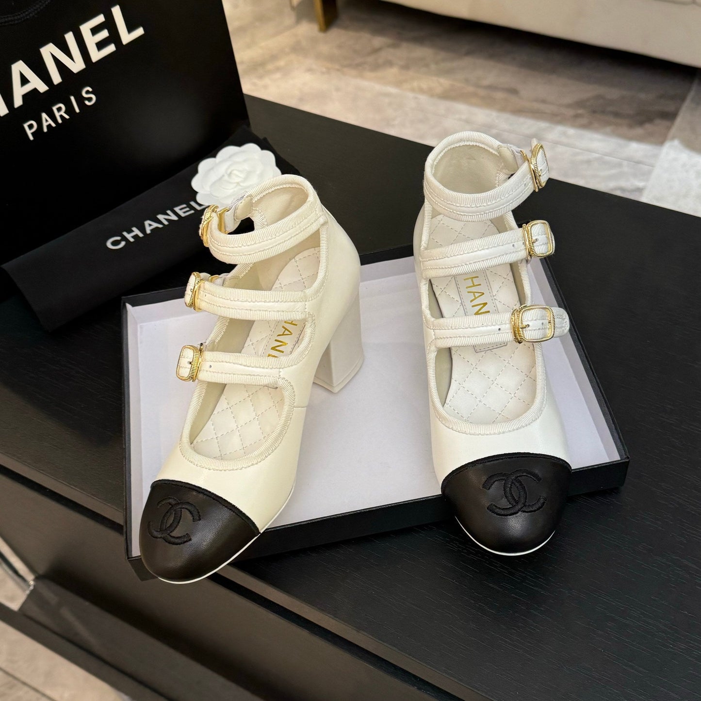 CC 25S Mary Jane 70mm Triple Strap Calfskin