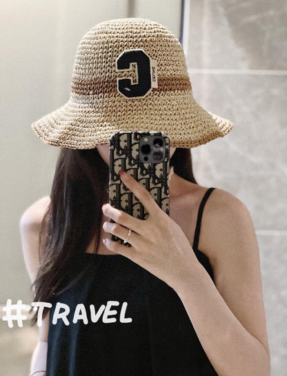 Celine Straw Woven Bucket Hat 240680