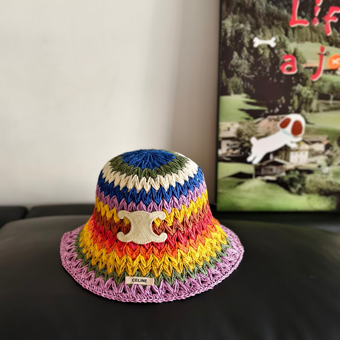 Celine  Rainbow Everyday Simple Bucket Hat Straw 237190