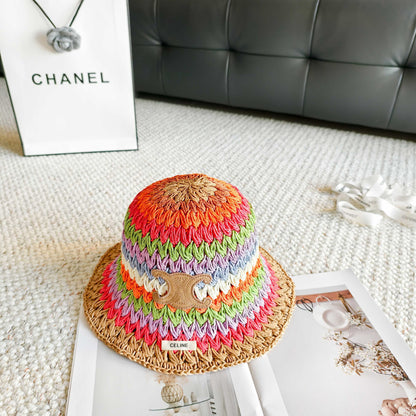 Celine  Rainbow Everyday Simple Bucket Hat Straw 237190
