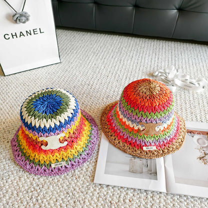 Celine  Rainbow Everyday Simple Bucket Hat Straw 237190
