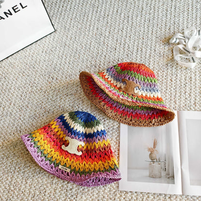 Celine  Rainbow Everyday Simple Bucket Hat Straw 237190