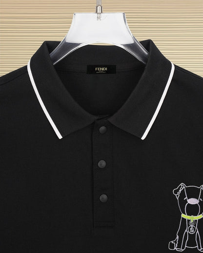 Fendi 2026 Men's Short-Sleeve Polo Shirt Cotton Polyester Fiber 740551