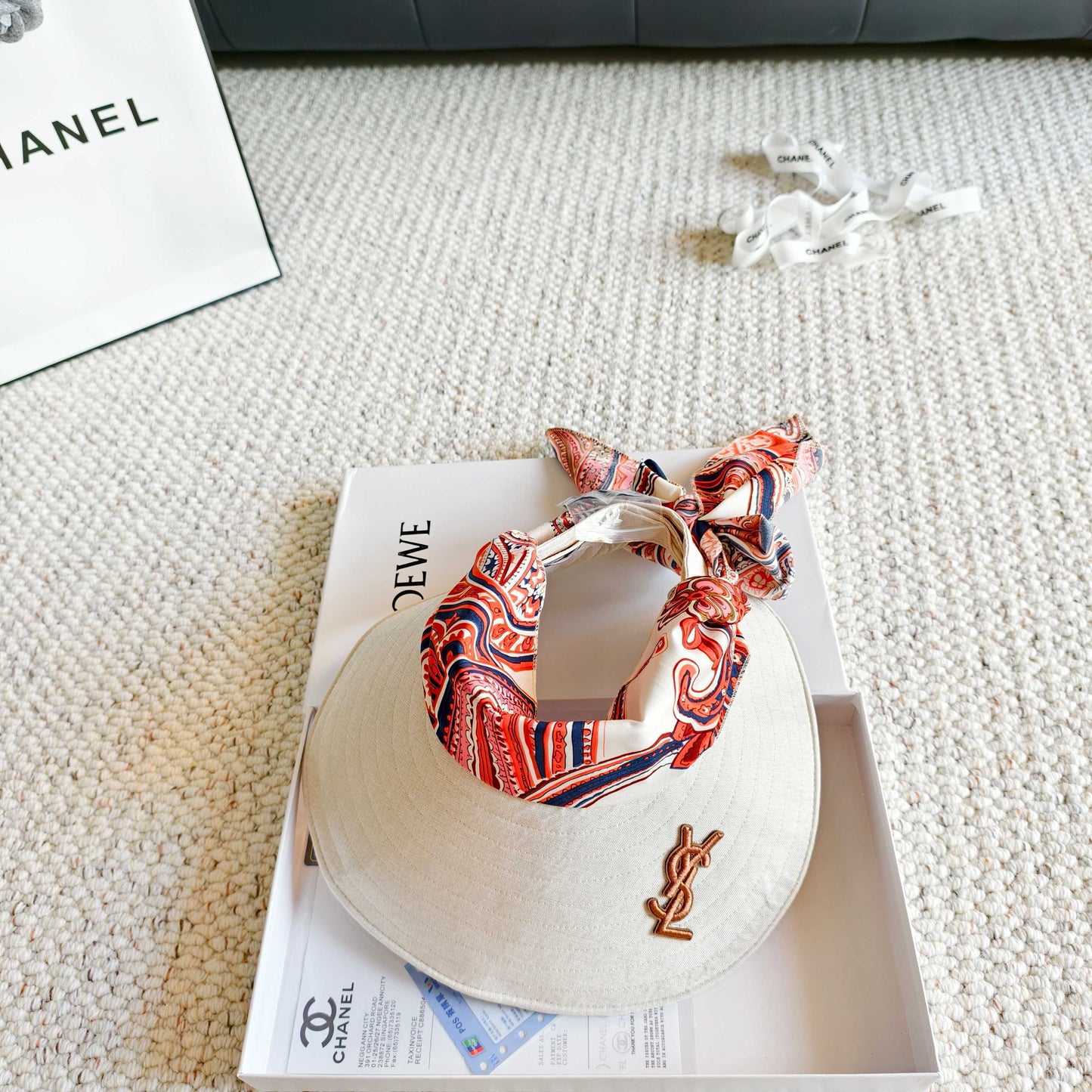 YSL Visor Hat With Silk Scarf 299897