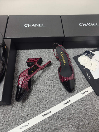 Chanel 2026 Crocodile Embossed Slingback Glossy Calfskin 855982