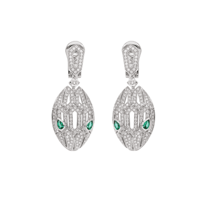 SERPENTI MALACHITE DIAMOND EARRINGS SILVER