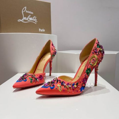 CL Brodiriza Embellished D'orsay Pumps 100mm Satin Multicolor