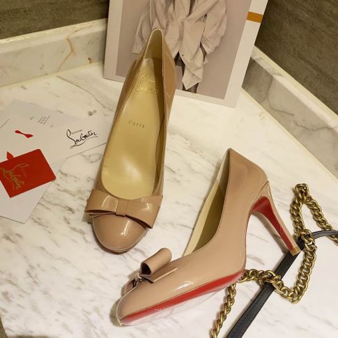 CL Simplenodo Bow Pumps 85mm Patent Leather Nude