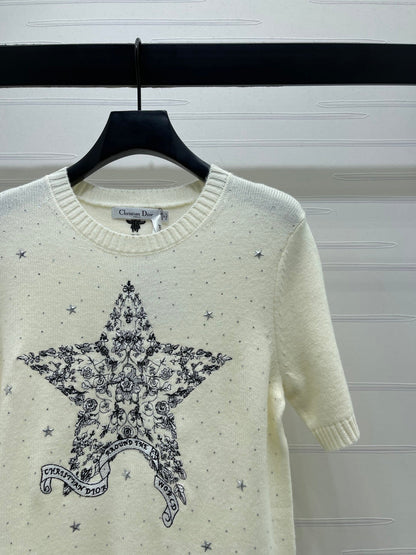 Dior 2026 Rhinestone Star Short-Sleeve Shirt Wool