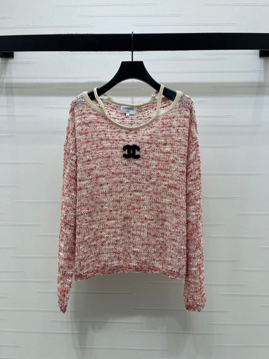 Chanel 2026  Off-the-shoulder Knit Long-sleeved Top Wool Cashmere