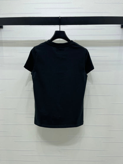 Chanel 2026 Short-sleeved T-shirt With Beaded Camellia 362438