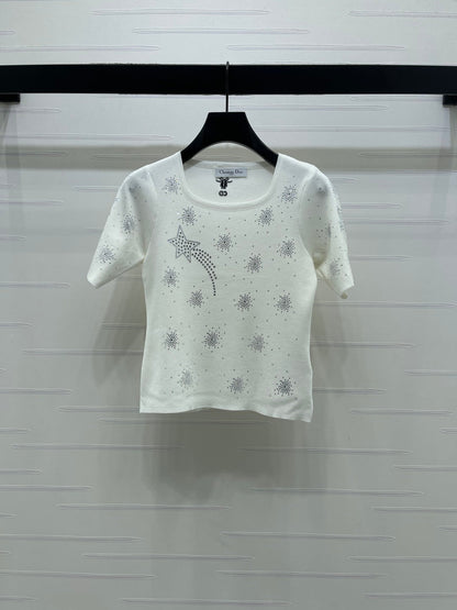 Dior 2026 Firework Neck Knit Short-Sleeve Top Wool 352601