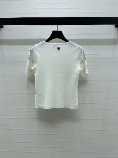Dior 2026 Firework Neck Knit Short-Sleeve Top Wool 352601