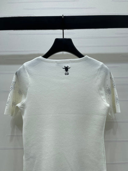 Dior 2026 Firework Neck Knit Short-Sleeve Top Wool 352601