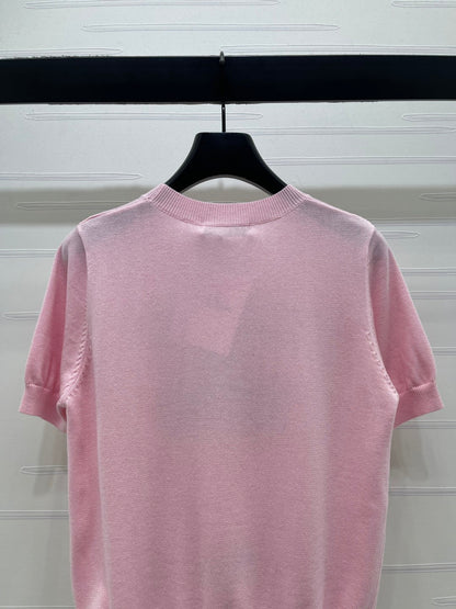 Dior 2026 Crew Neck Logo Knit Short-Sleeve T-Shirt Wool