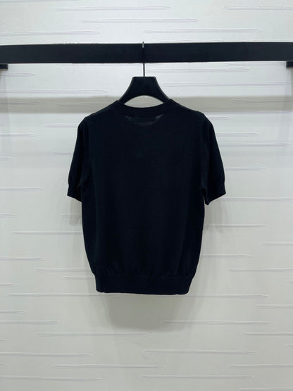 Dior 2026 Crew Neck Logo Knit Short-Sleeve T-Shirt Wool