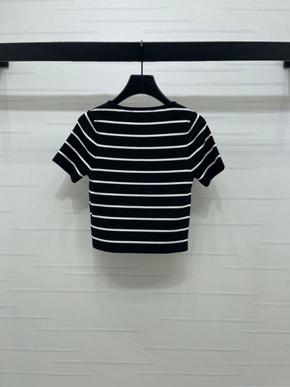 Dior 2026 Crew Neck Striped Knit Short-Sleeve T-Shirt Wool
