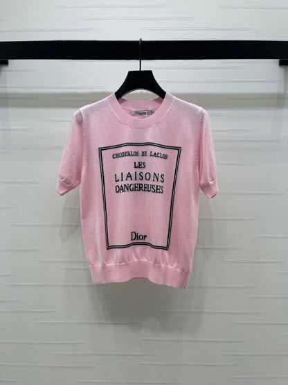 Dior 2026 Crew Neck Logo Knit Short-Sleeve T-Shirt Wool