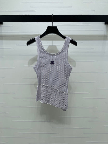 Chanel 2026 Vest Purple and White Wool 704599