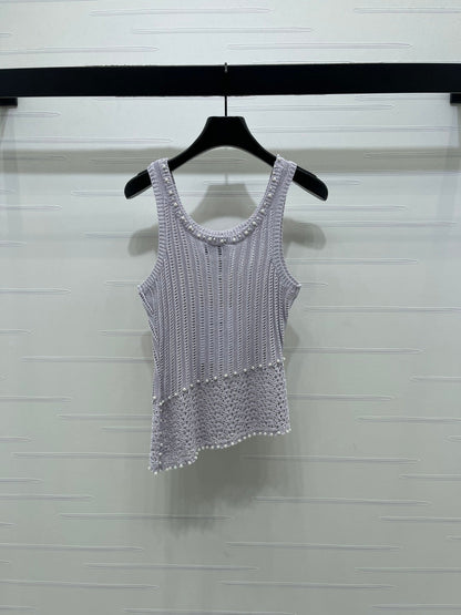 Chanel 2026 Vest Purple and White Wool 704599